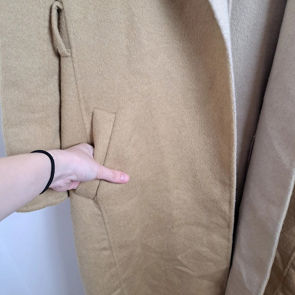 J. Crew Tan Fur Wool Blend Harriet Long Outdoor Feminine Trench Coat Size Small - Picture 6 of 11